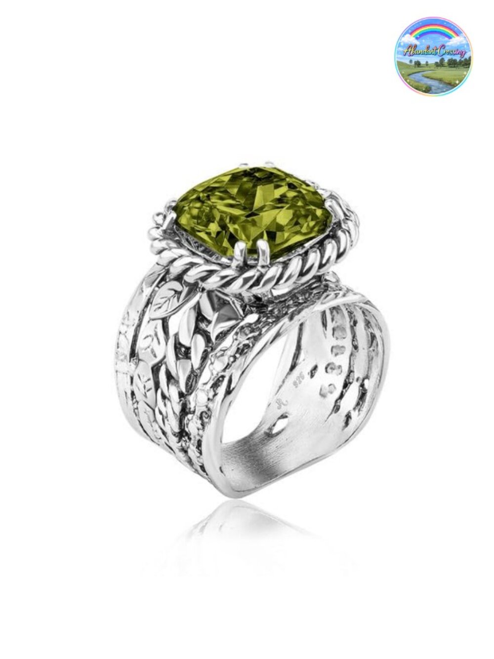 925 Sterling Silver Cushion Cut CZ Statement Ring Vintage Style